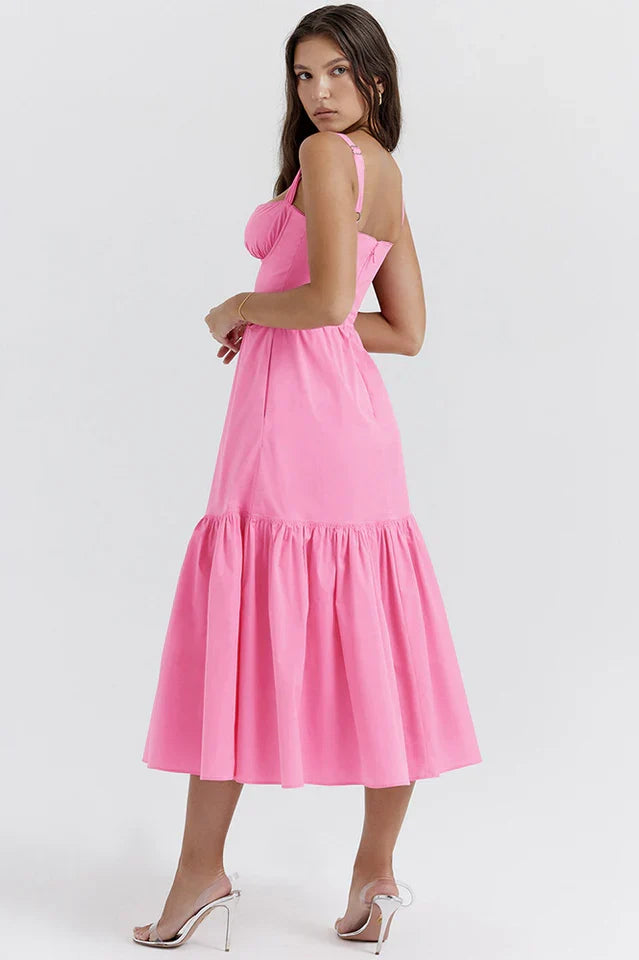 Cassie | Floral Midi Sundress with Tiered Skirt