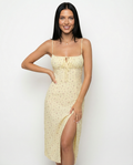 Nevaeh | Floral Bustier Midi Dress with Side Split