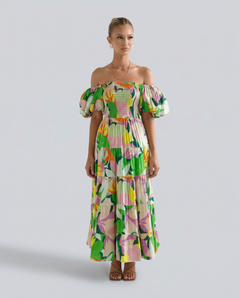 Tonya | Off-Shoulder Midi Dress with Tiered Skirt