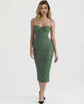 Joelle | Forest Lace Midi Dress with Corset Bodice