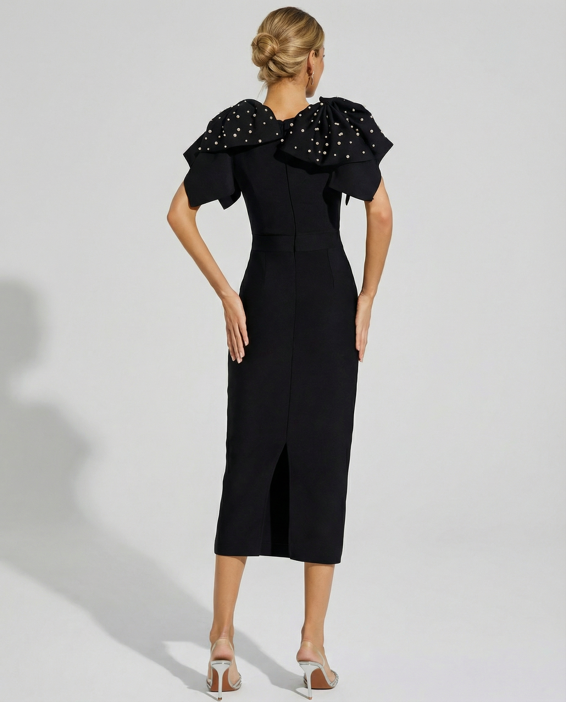 Cathy | Midi Dress with Embellished Shoulder Detail