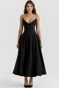 Irma | Strapless Midi Dress with Structured Bodice