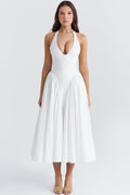 Marilyn | Halter Midi Sundress with Open Back