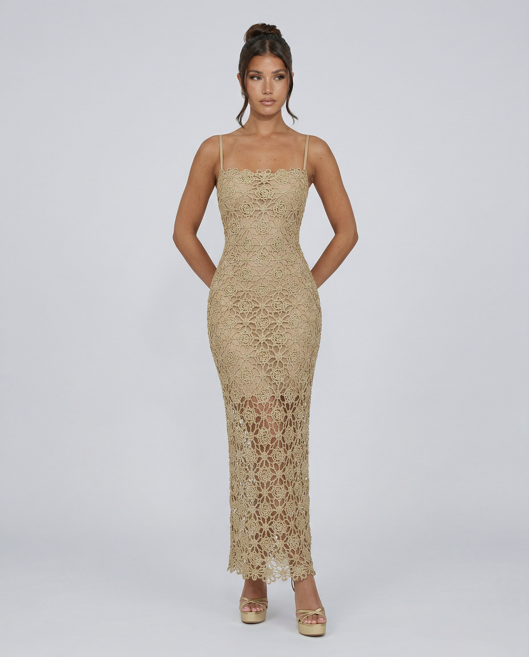 Hailey | Sleeveless Lace Slip Midi Dress