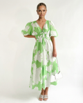 Lucille | Floral Midi Dress with Puff Sleeves