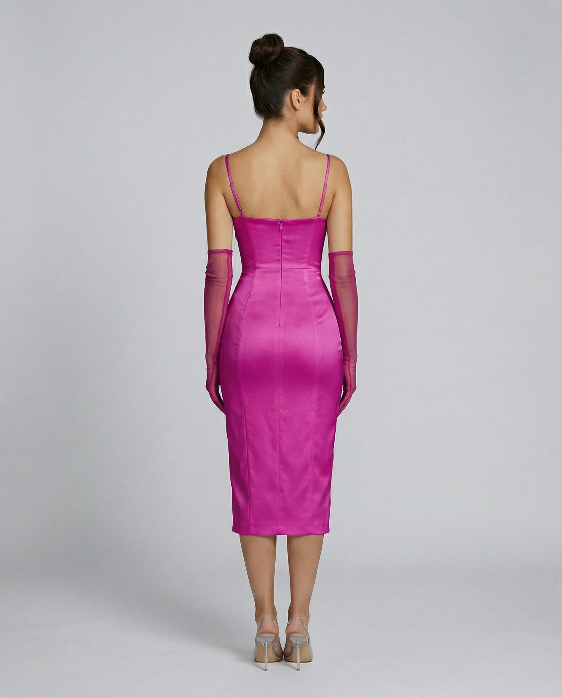 Regina | Satin Corset Midi Dress with Side Slit