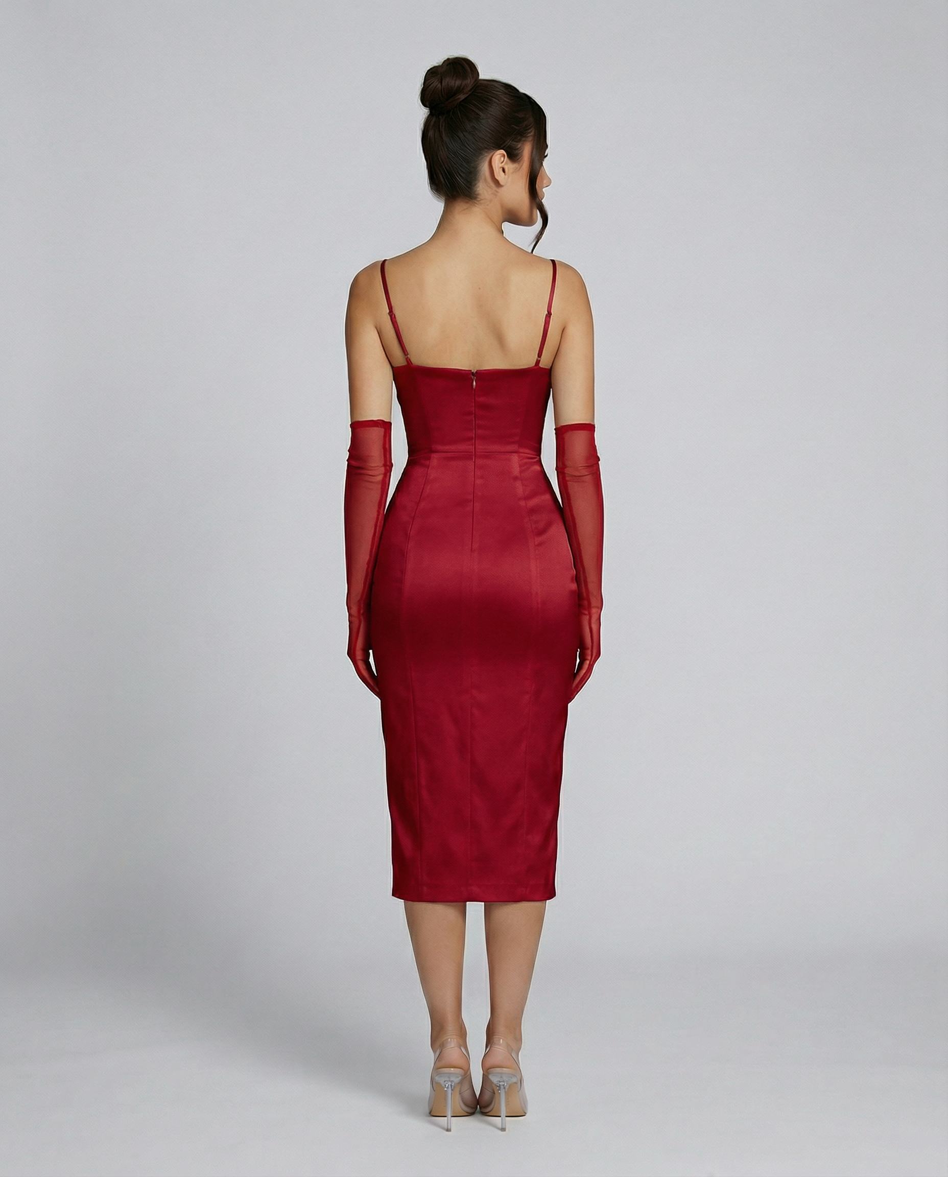 Regina | Satin Corset Midi Dress with Side Slit