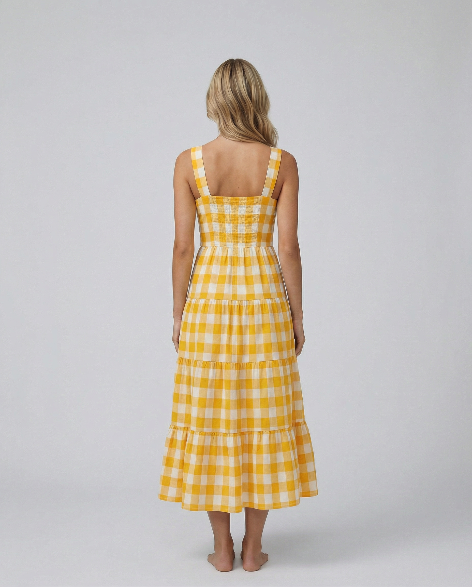 Sierra | Gingham Tiered Midi Dress