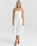 Ellen | Strapless Midi Dress with Gathered Skirt