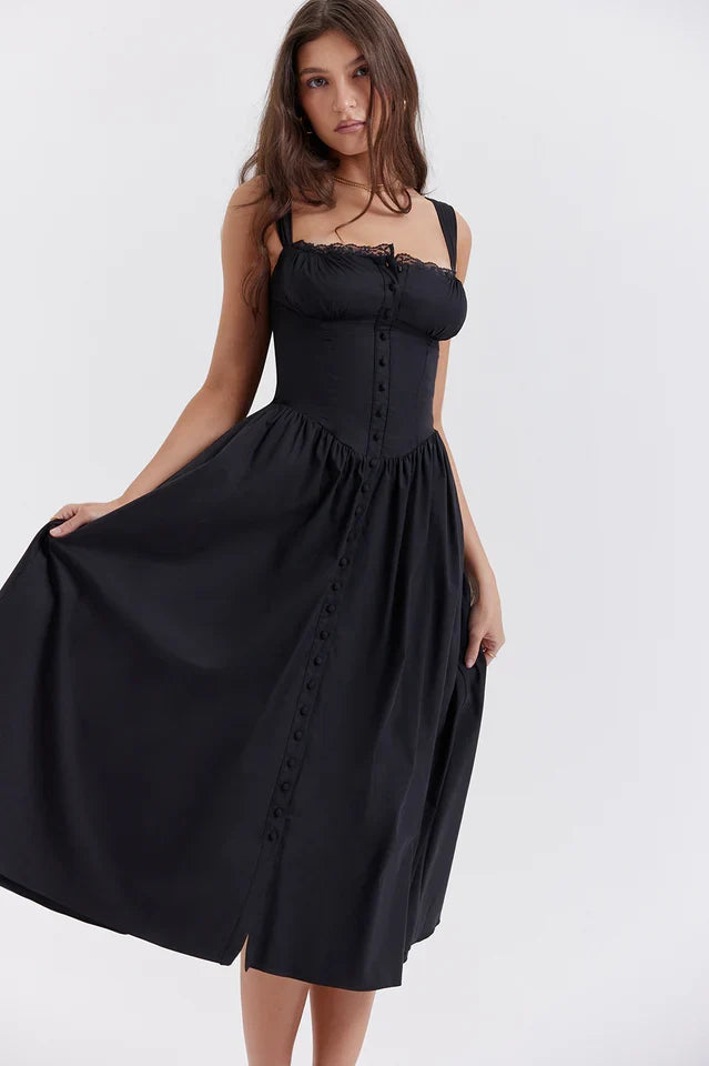 Mayra | Midi Sundress with Button Front and Gathered Skirt