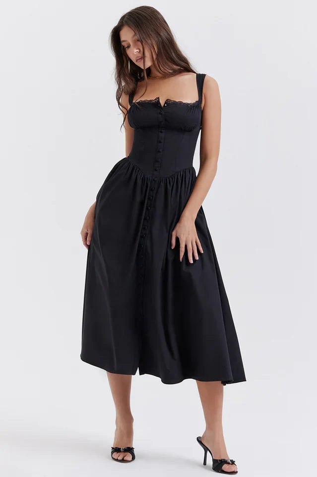 Mayra | Midi Sundress with Button Front and Gathered Skirt