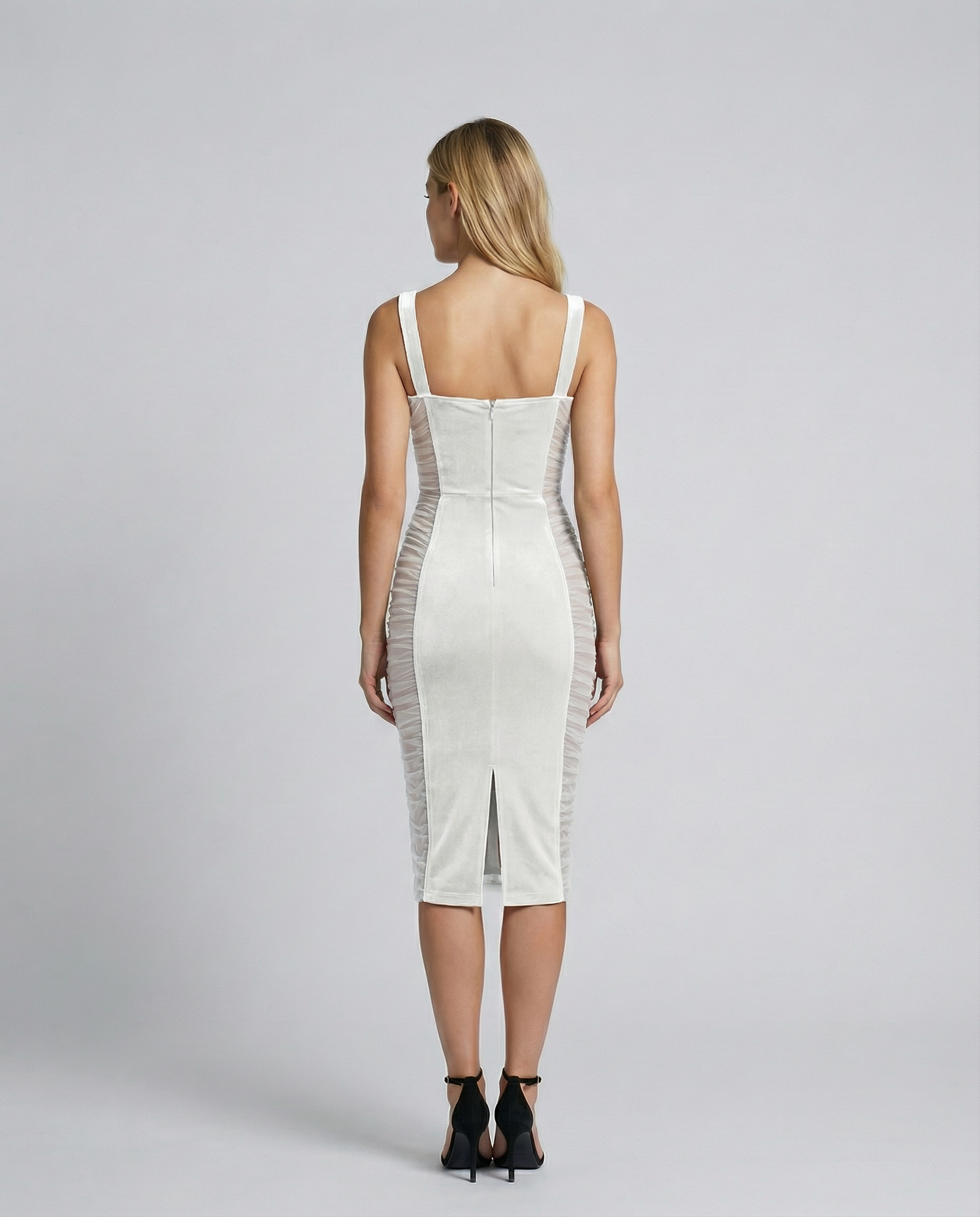 Kara | Midi Dress with Sheer Panel Detailing