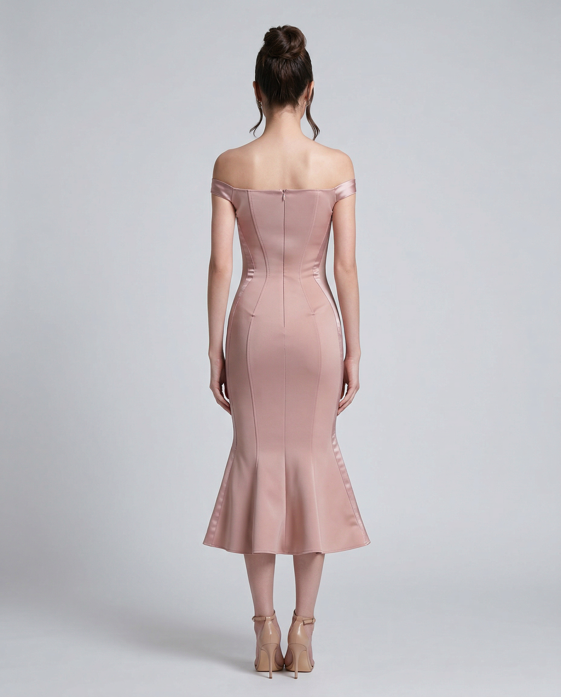 Vianey | Off-Shoulder Midi Dress with Mermaid Hem