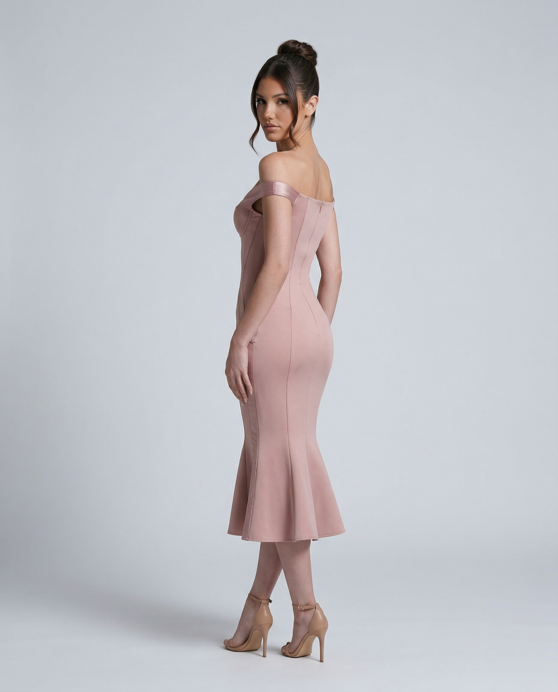 Vianey | Off-Shoulder Midi Dress with Mermaid Hem