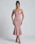 Vianey | Off-Shoulder Midi Dress with Mermaid Hem