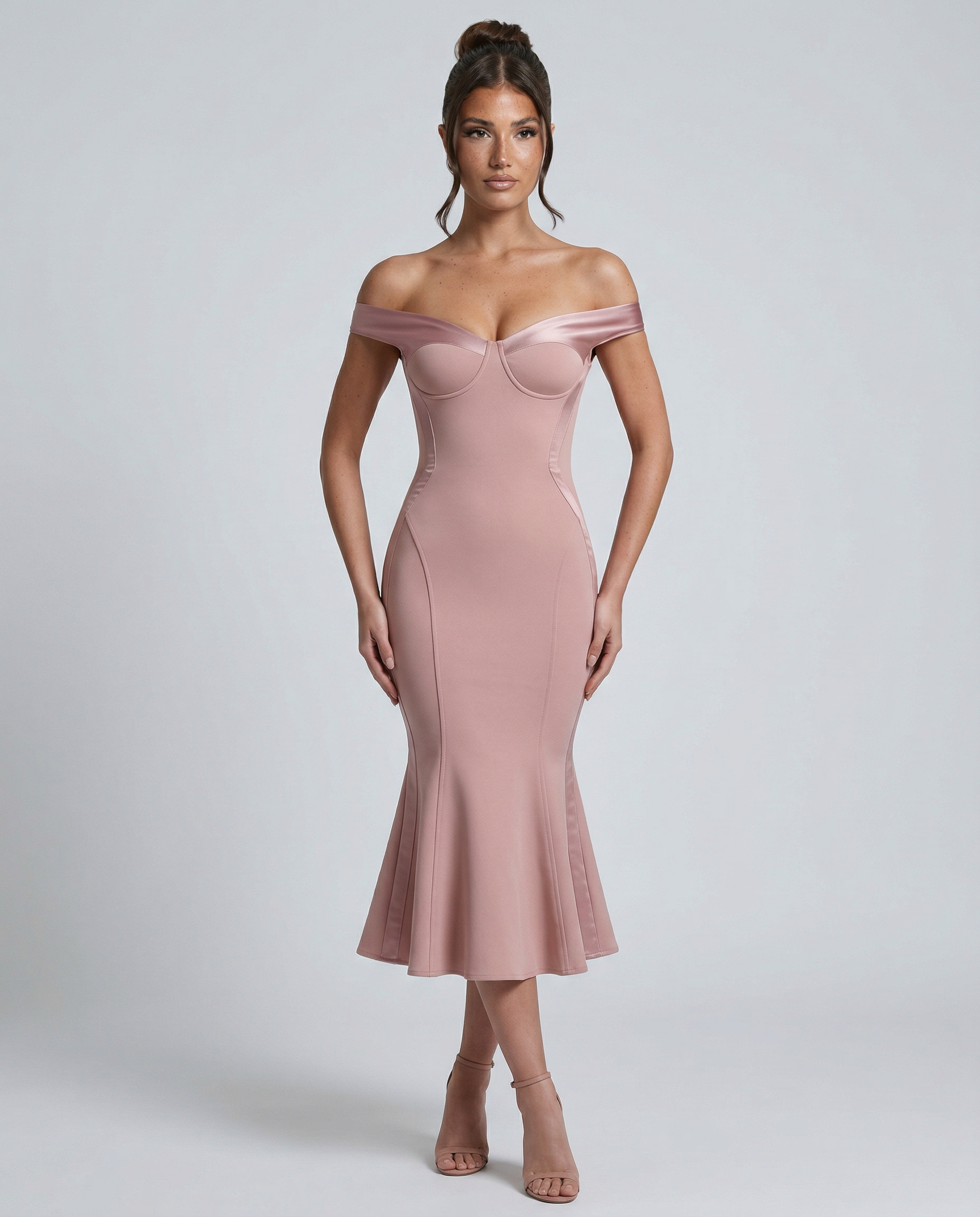 Vianey | Off-Shoulder Midi Dress with Mermaid Hem