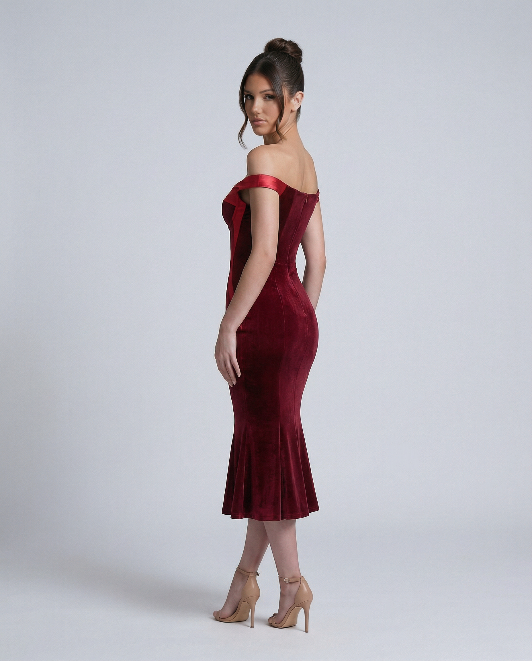 Vianey | Off-Shoulder Midi Dress with Mermaid Hem