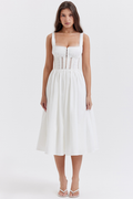 Paula | Midi Dress with Lace Trim Corset Bodice