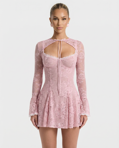 Alice | Mini Dress with Lace Overlay and Corset Bodice