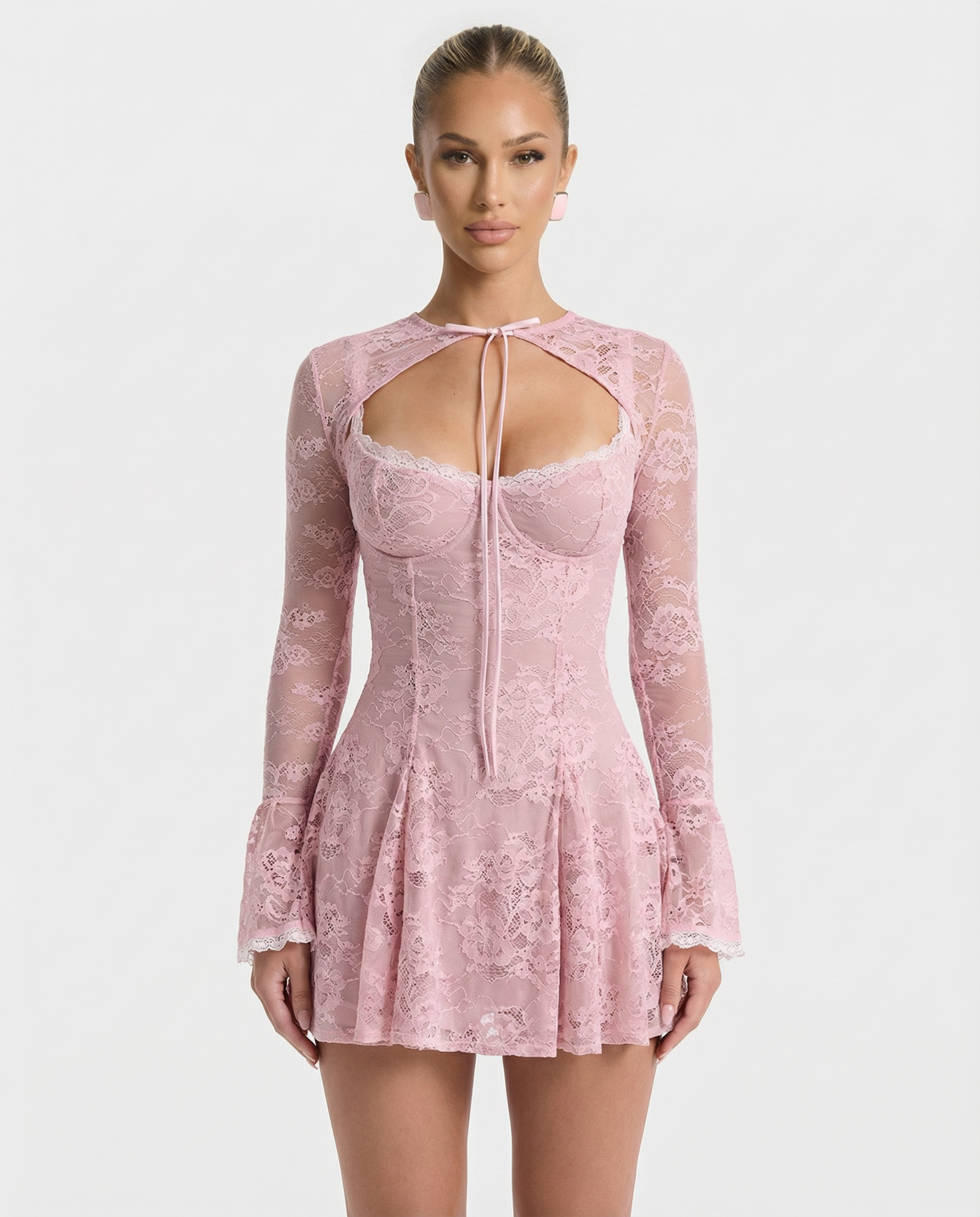 Alice | Mini Dress with Lace Overlay and Corset Bodice