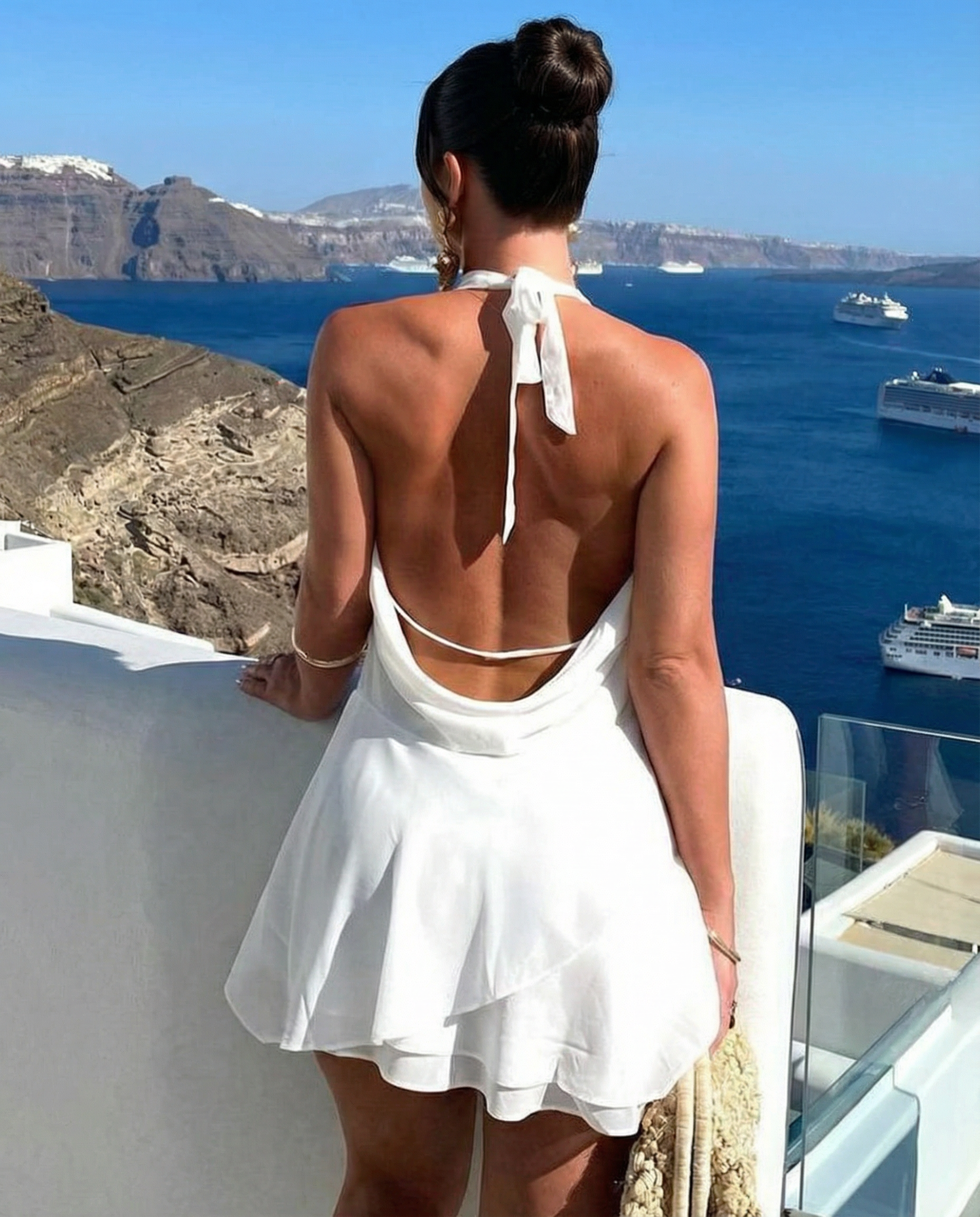 Cleo | Mini Dress with Plunge Neck and Open Back