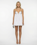 Pam | Mini Dress with Crystal Straps and Scallop Hem