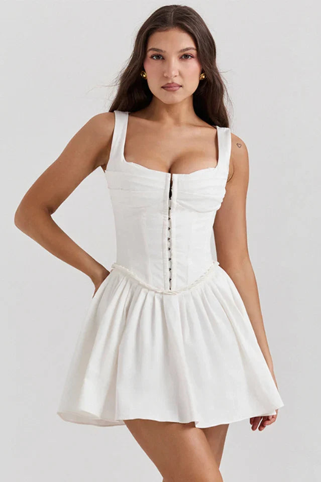 Deb | Pleated Mini Dress with Structured Bodice
