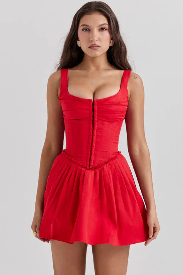 Deb | Pleated Mini Dress with Structured Bodice