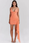 Sandi | Gathered Mini Dress with Draped Side Detail