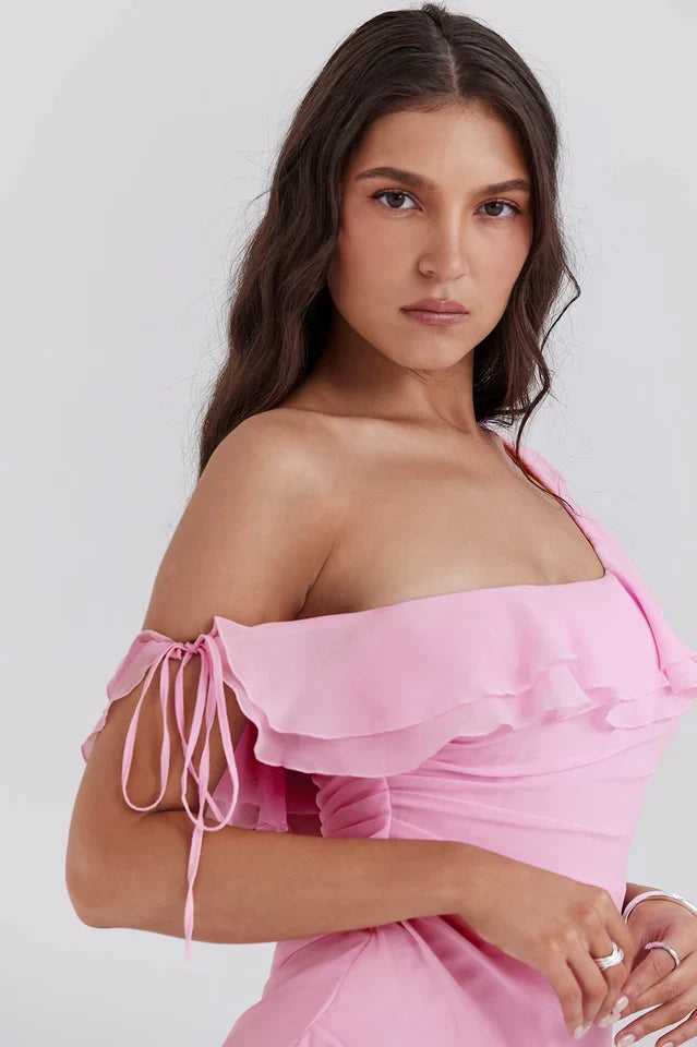 Pam | Off Shoulder Mini Dress with Ruffle Detail