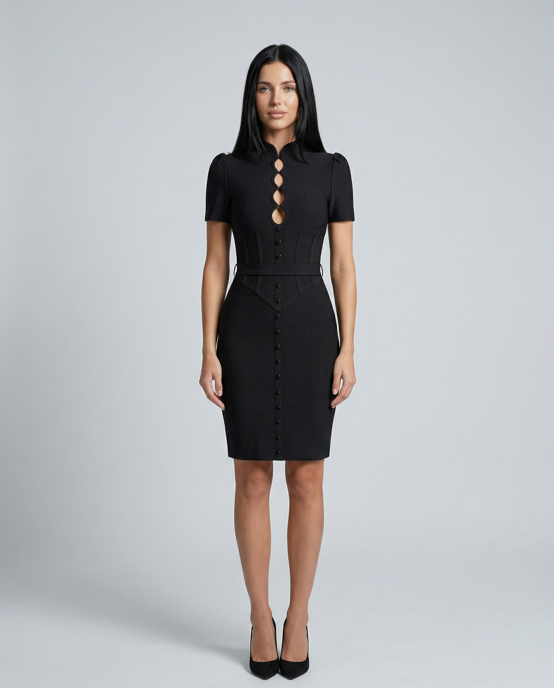 Heidi | Mini Bandage Dress with High Neck