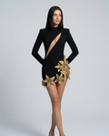 Carmela | Cut-Out Mini Dress with 3D Floral Detail