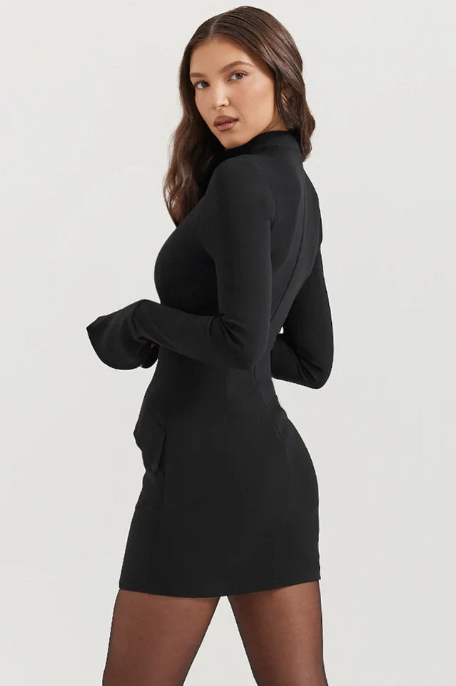 Traci | Long Sleeve Mini Dress with High Neck