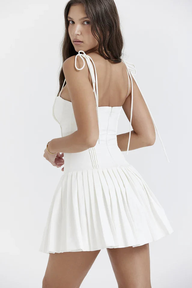 Elvira | Pleated Mini Dress with Corset Bodice
