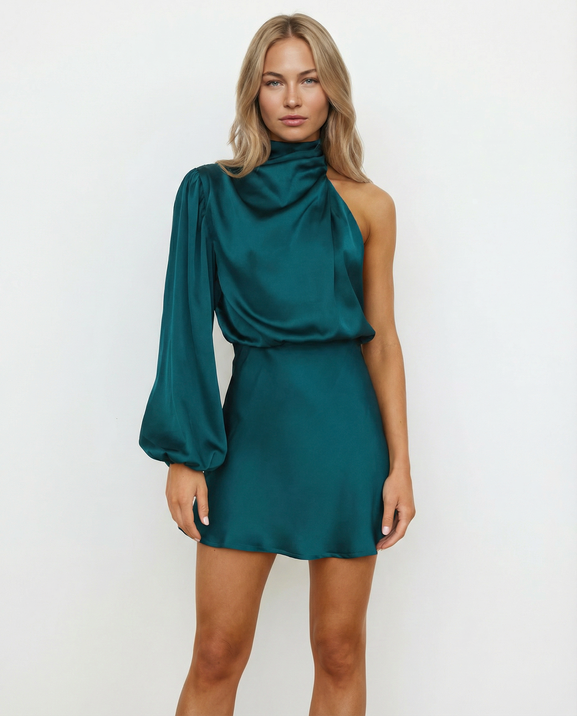 Olga | One-Shoulder Mini Dress with Long Sleeve