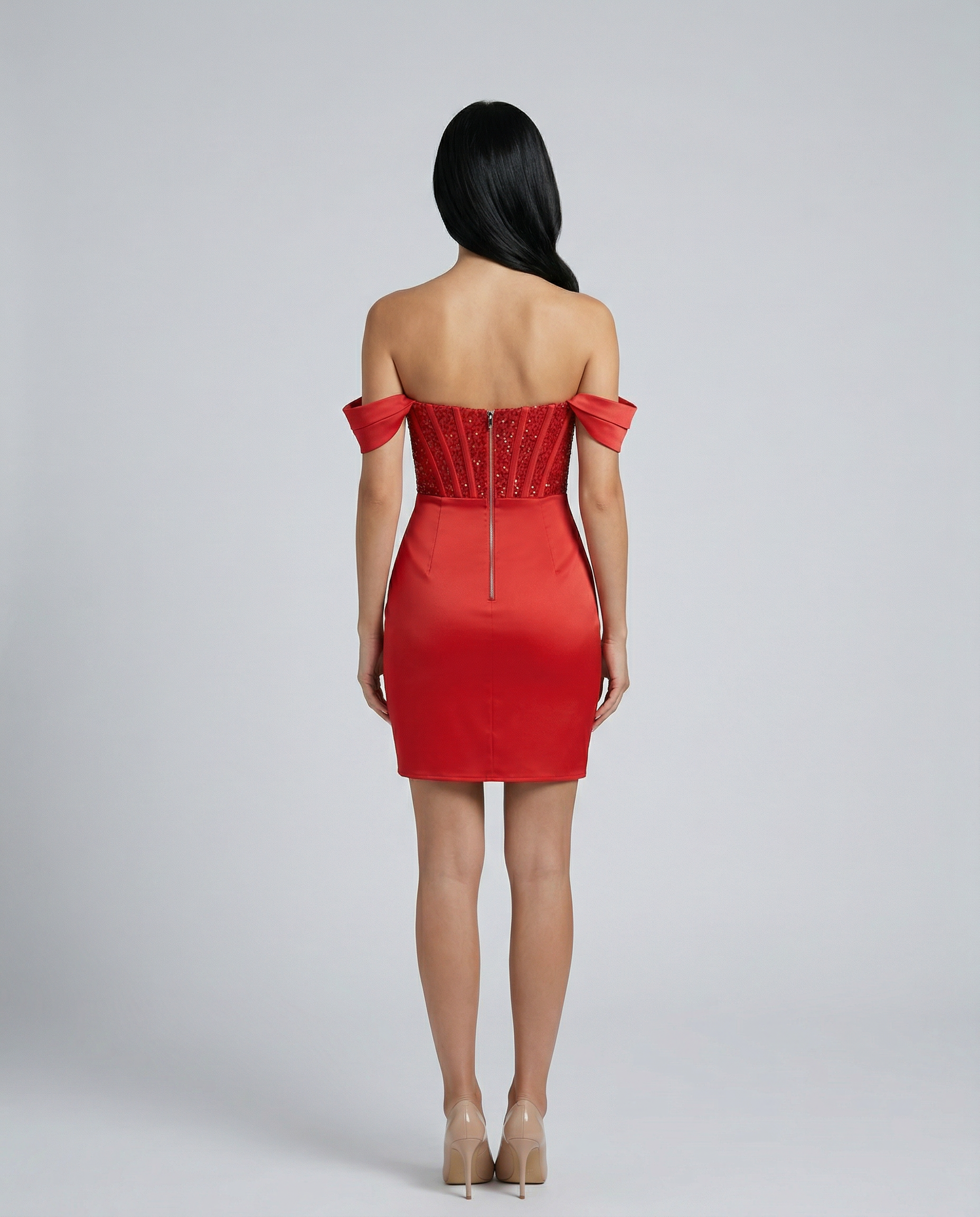 Vonda | Off-Shoulder Mini Dress with Sequin Bodice