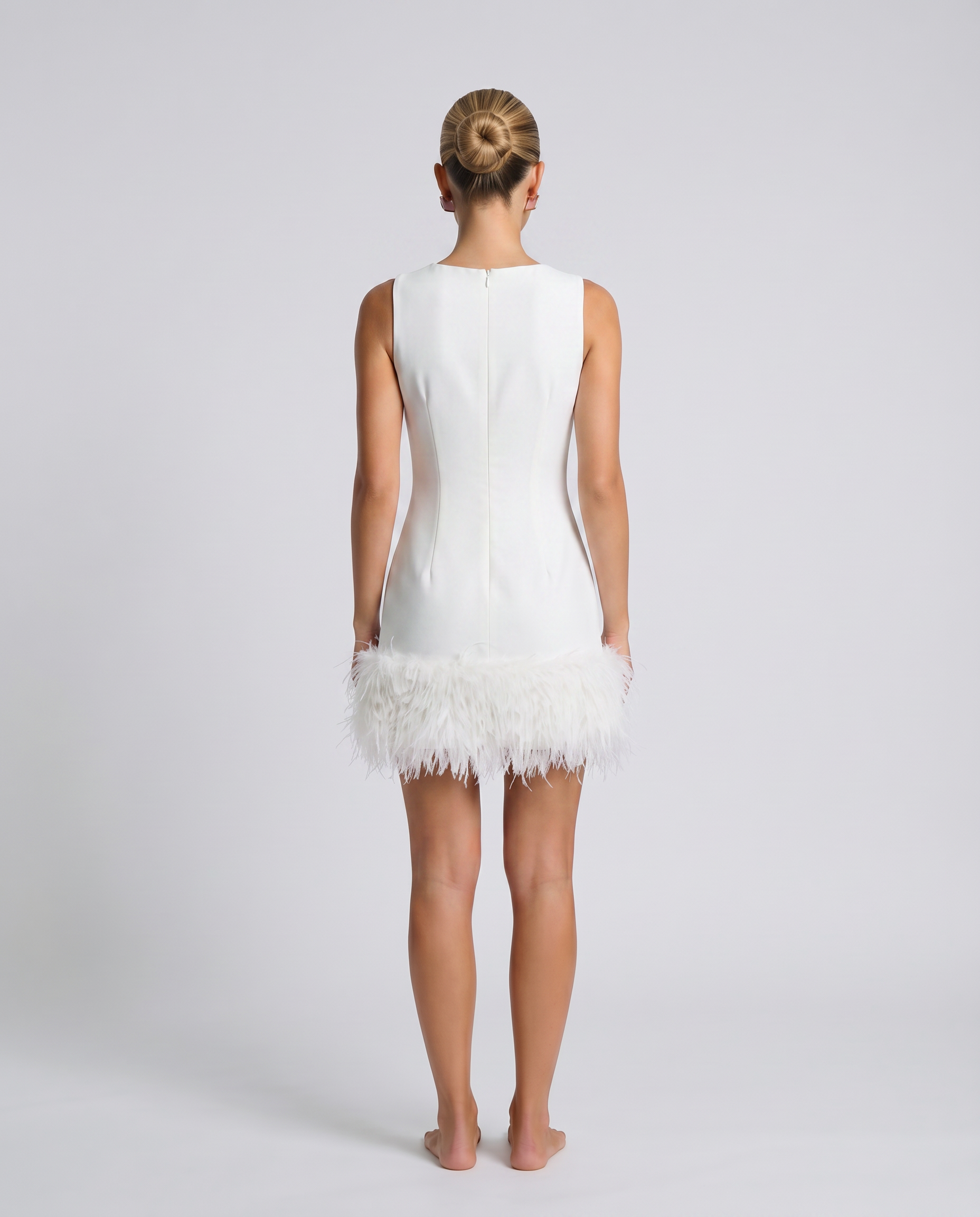 Nisha | Mini Dress with Feather Hem
