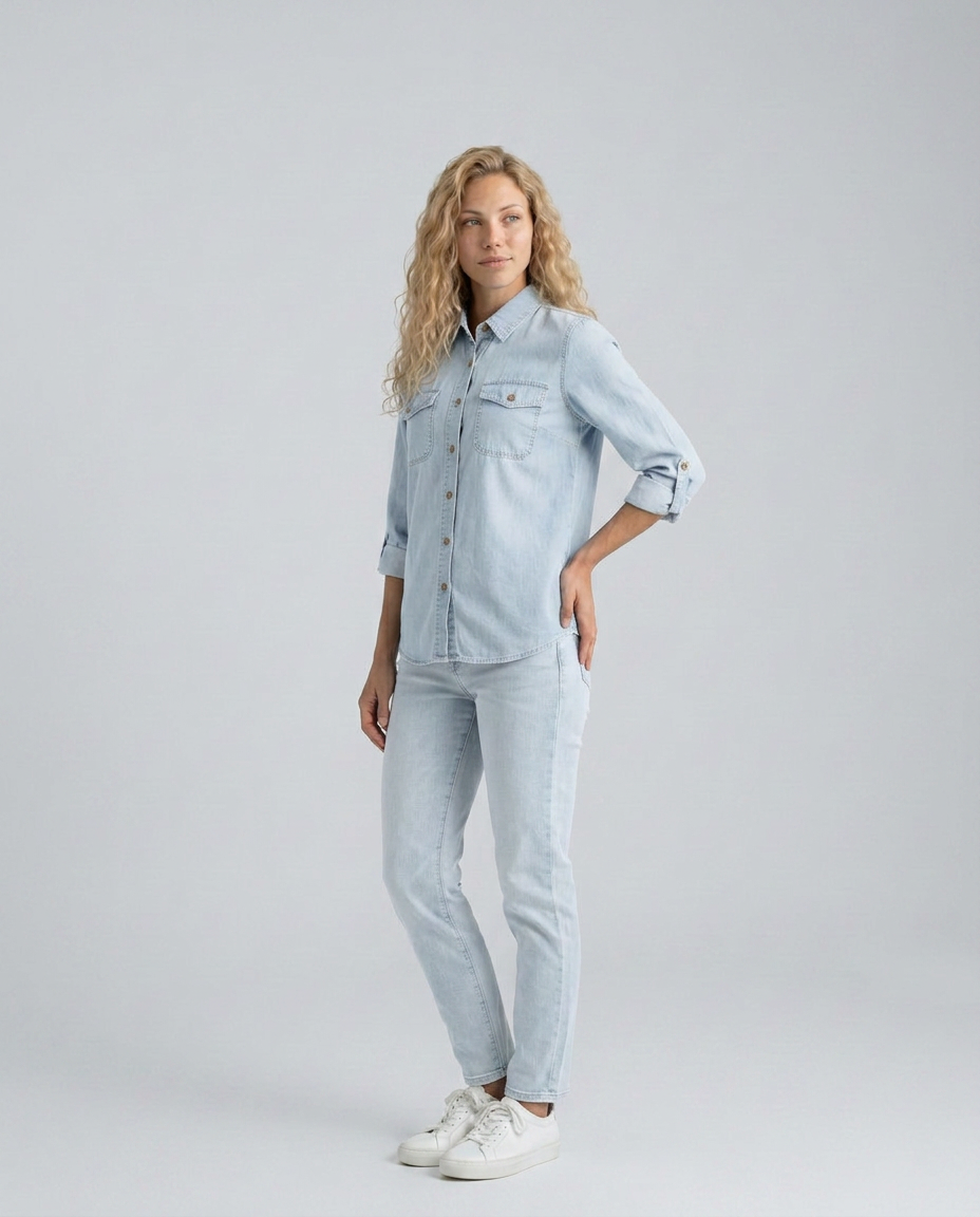Mira | Long Sleeve Denim Shirt with Button Front
