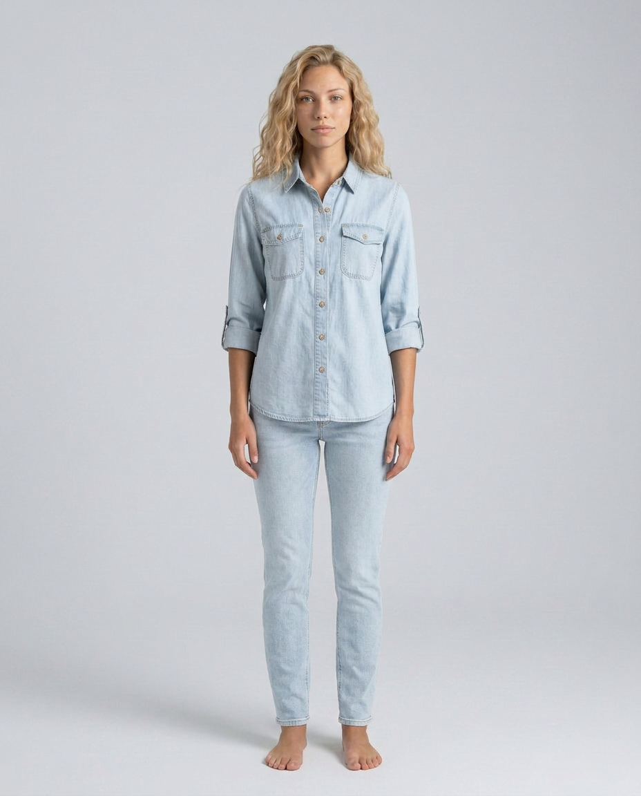 Mira | Long Sleeve Denim Shirt with Button Front