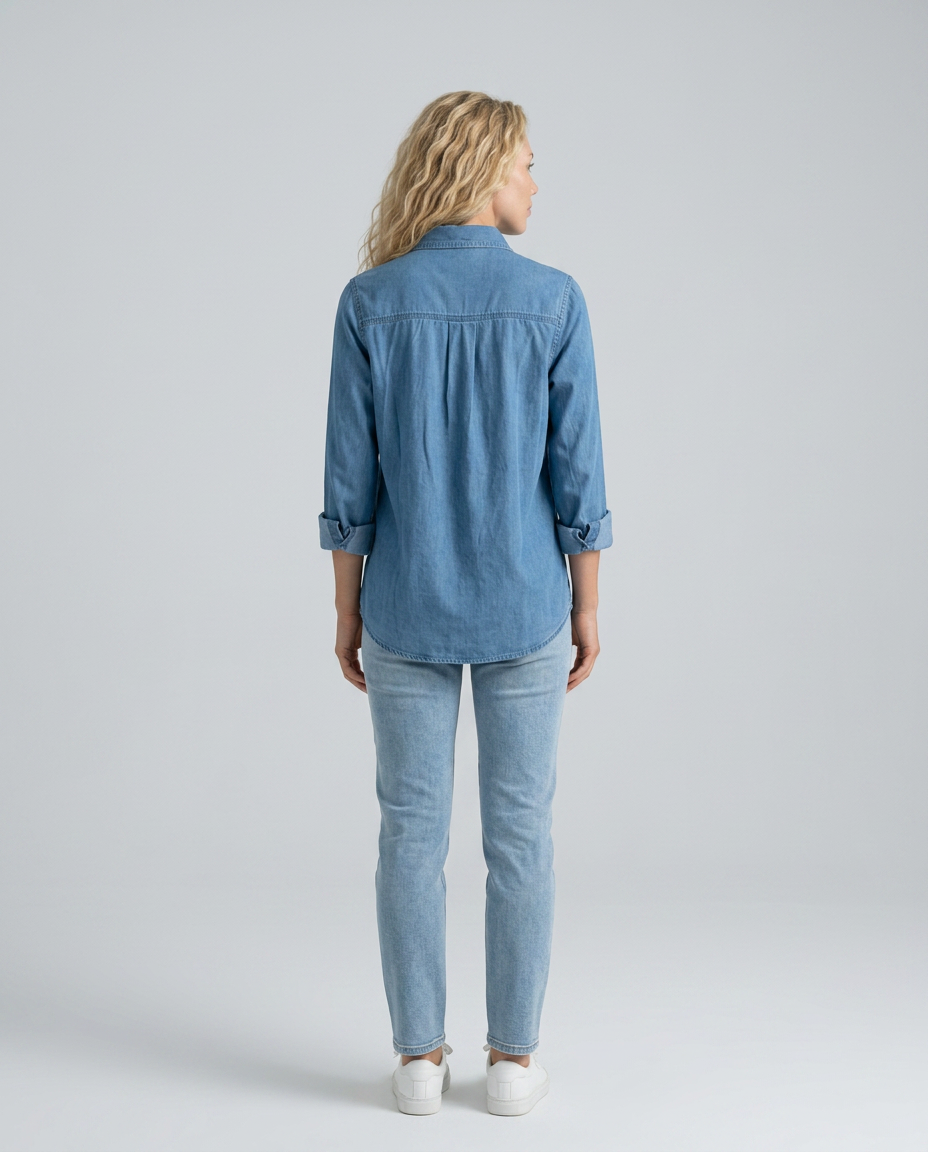 Mira | Long Sleeve Denim Shirt with Button Front
