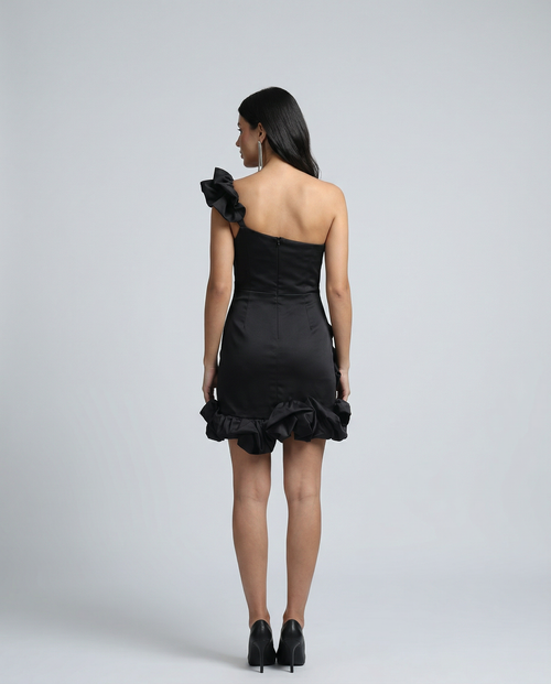 Addie | One Shoulder Mini Dress with Ruffle Hem