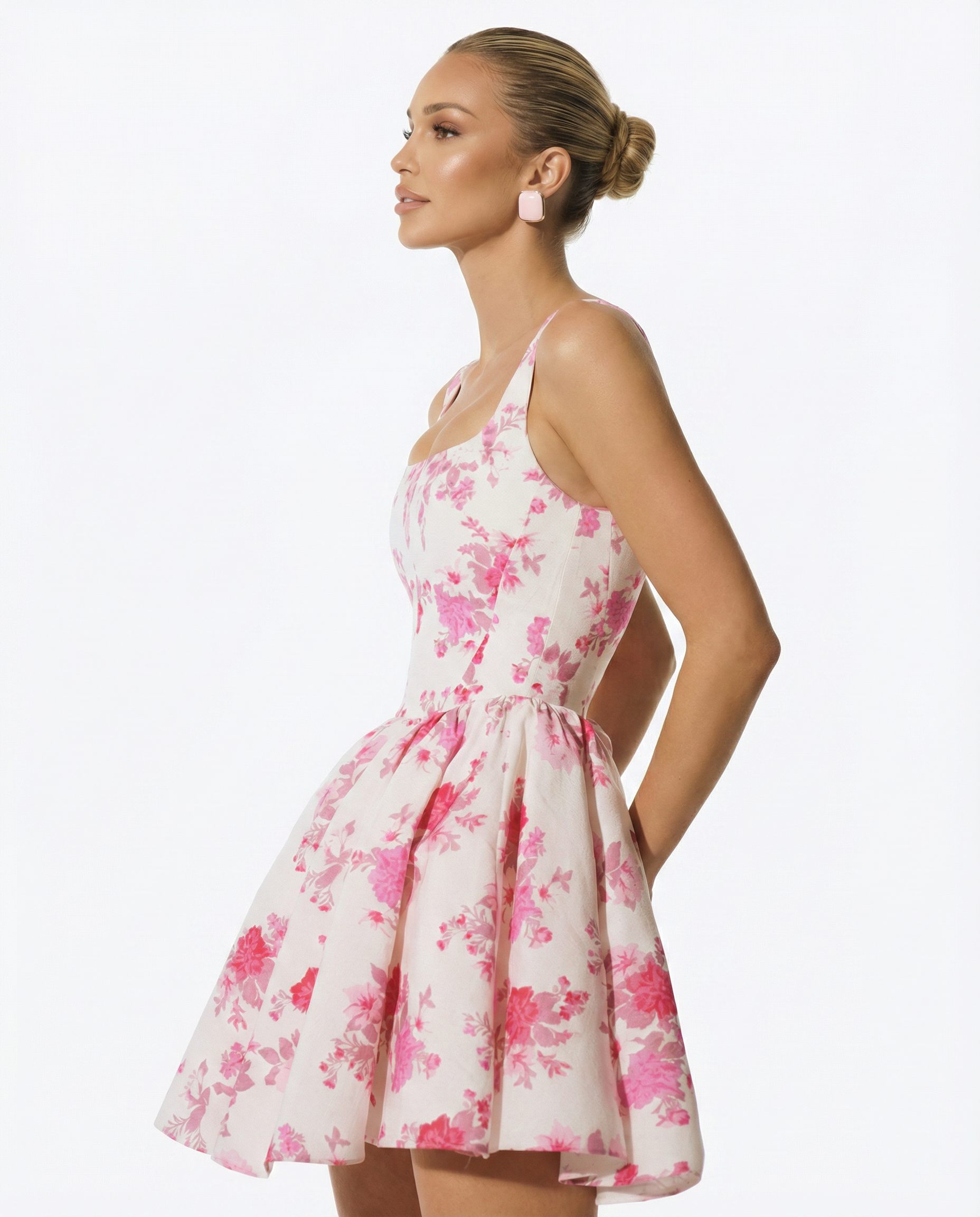 Alice | Floral Corset Mini Dress with Flared Skirt