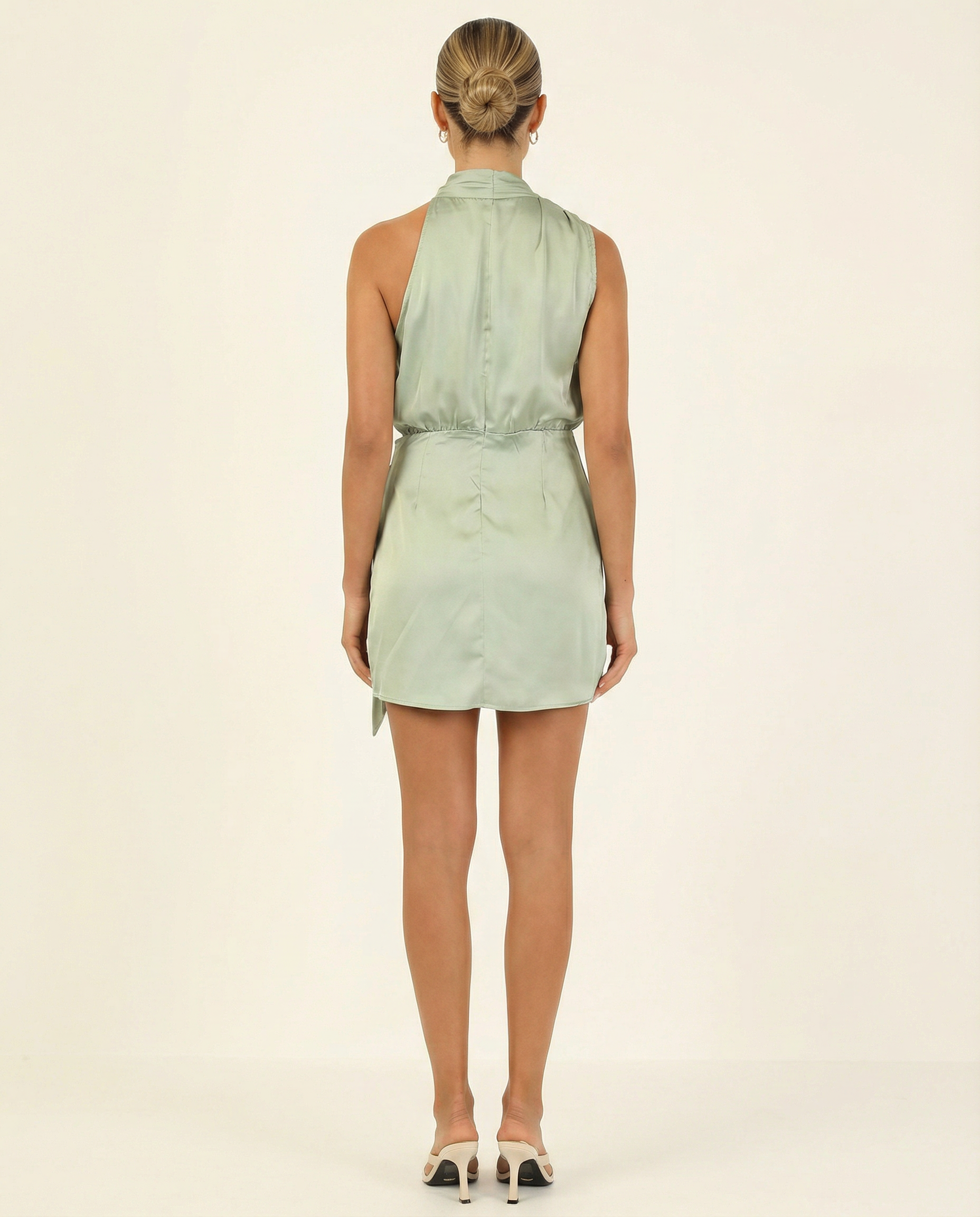 Phyllis | Satin Mini Dress with High Neck