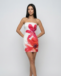 Alexia | Strapless Floral Print Mini Dress with Side Pockets