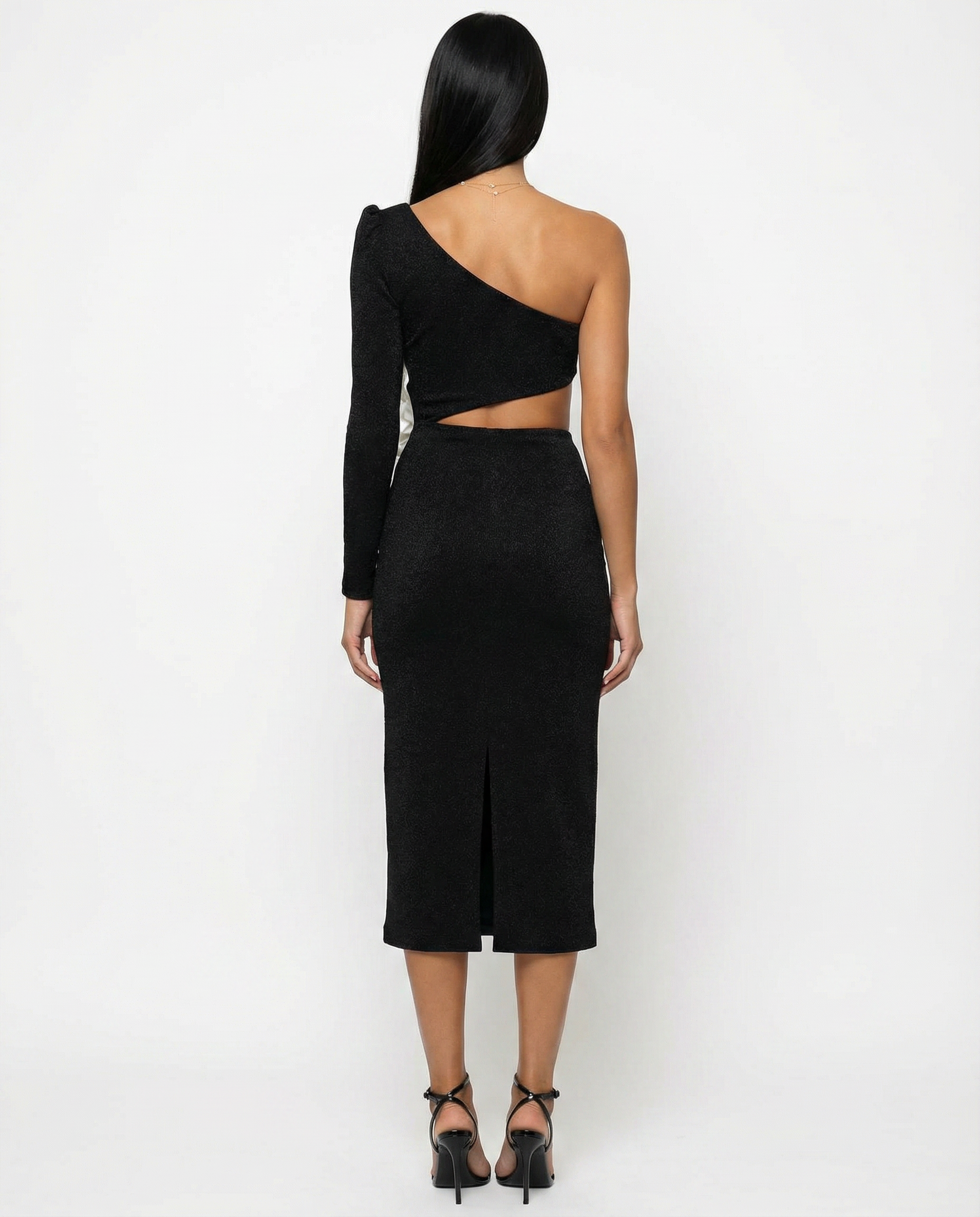 Angelica | Midi Dress with One-Shoulder Floral Detail