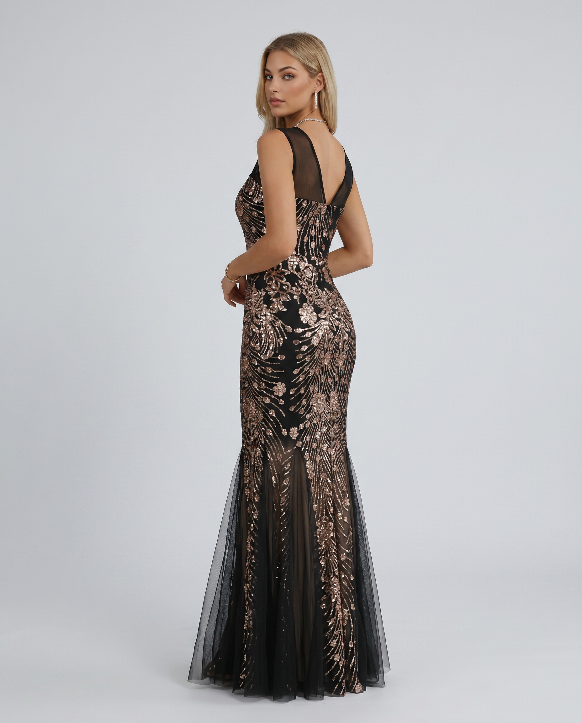 Belle | Maxi Dress with Sequin Mesh and Mermaid Hem
