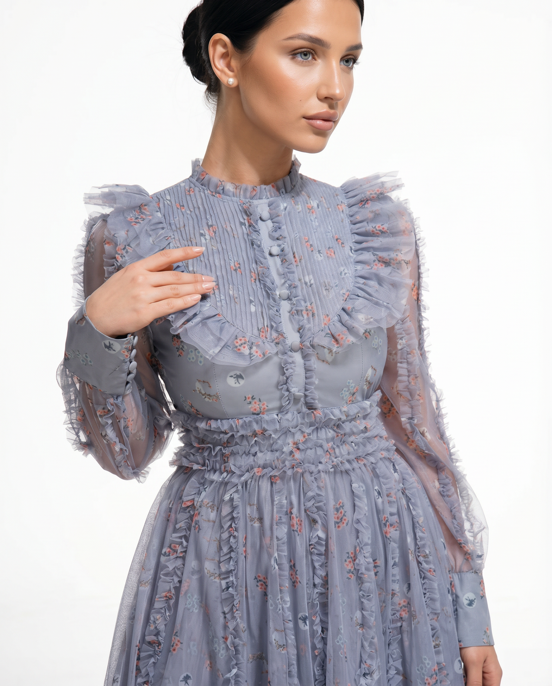 Beryl | Maxi Dress with Floral Print and Ruffle Details