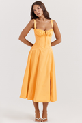 Malia | Midi Dress with Corset Bodice and Side Split