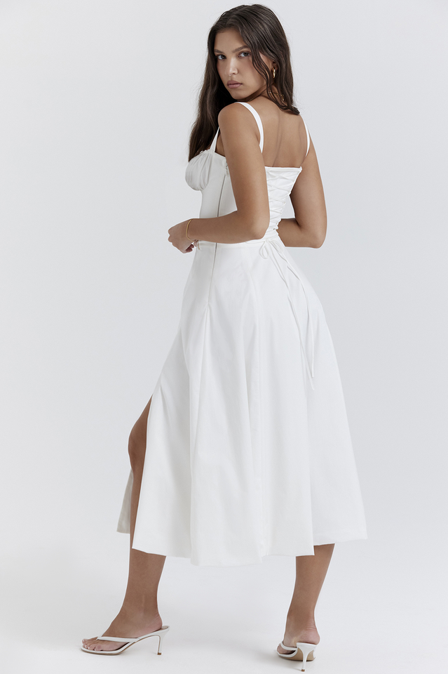 Zaria | Midi Dress with Corset Bodice and Side Split