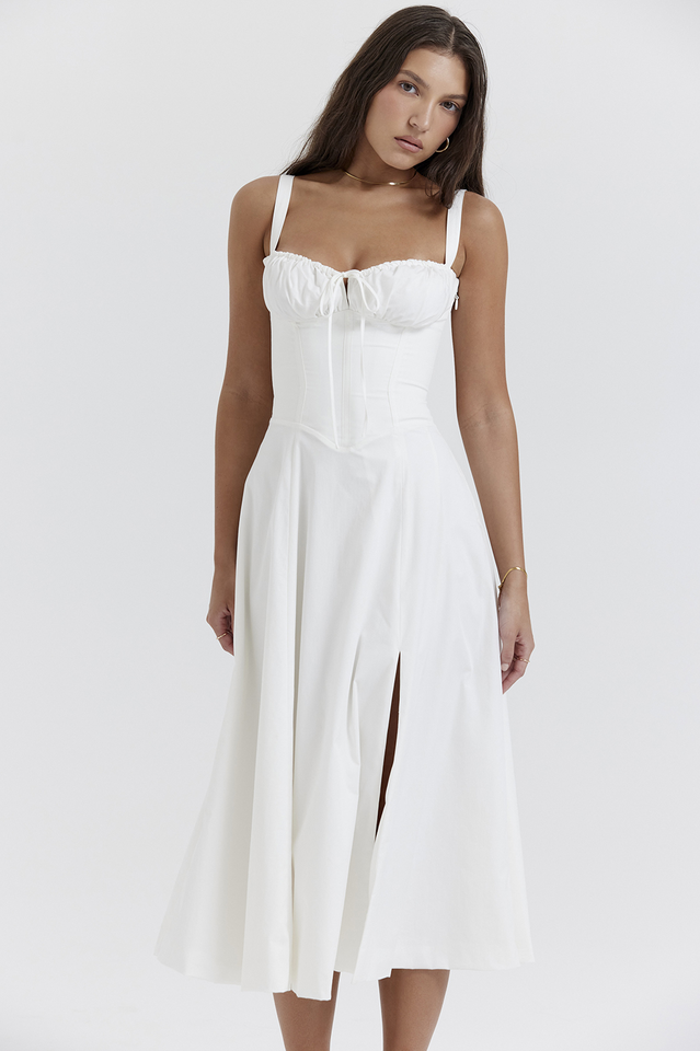 Zaria | Midi Dress with Corset Bodice and Side Split